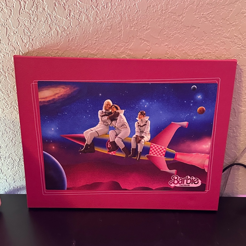Barbie Pink and White Minimalist Canvas Edge Art